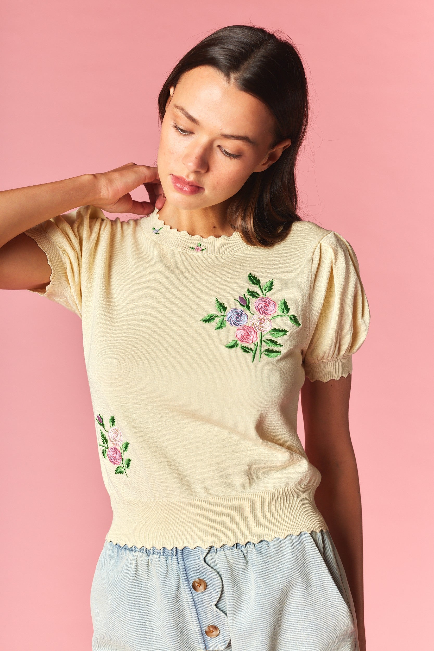 Rosie Romance Embroidered Knit Top By Rareraw