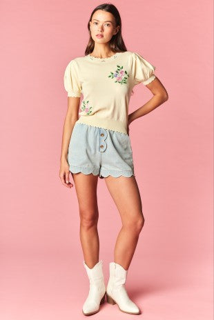 Rosie Romance Embroidered Knit Top By Rareraw