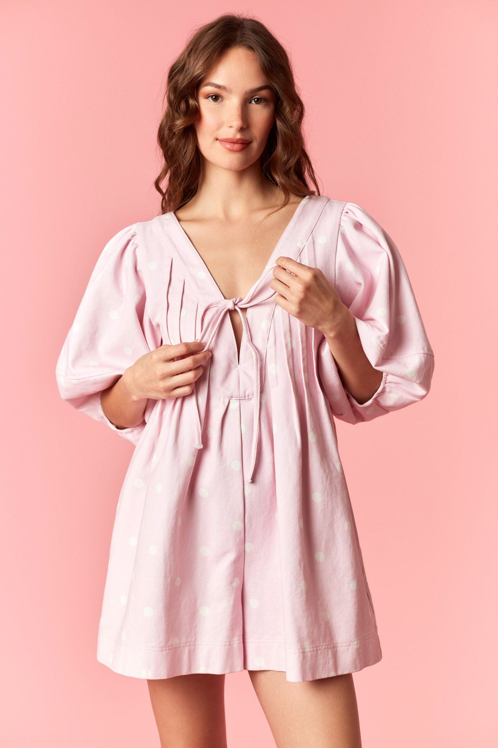 Pink Sugar Polka Dot Romper By Peach Love Cali