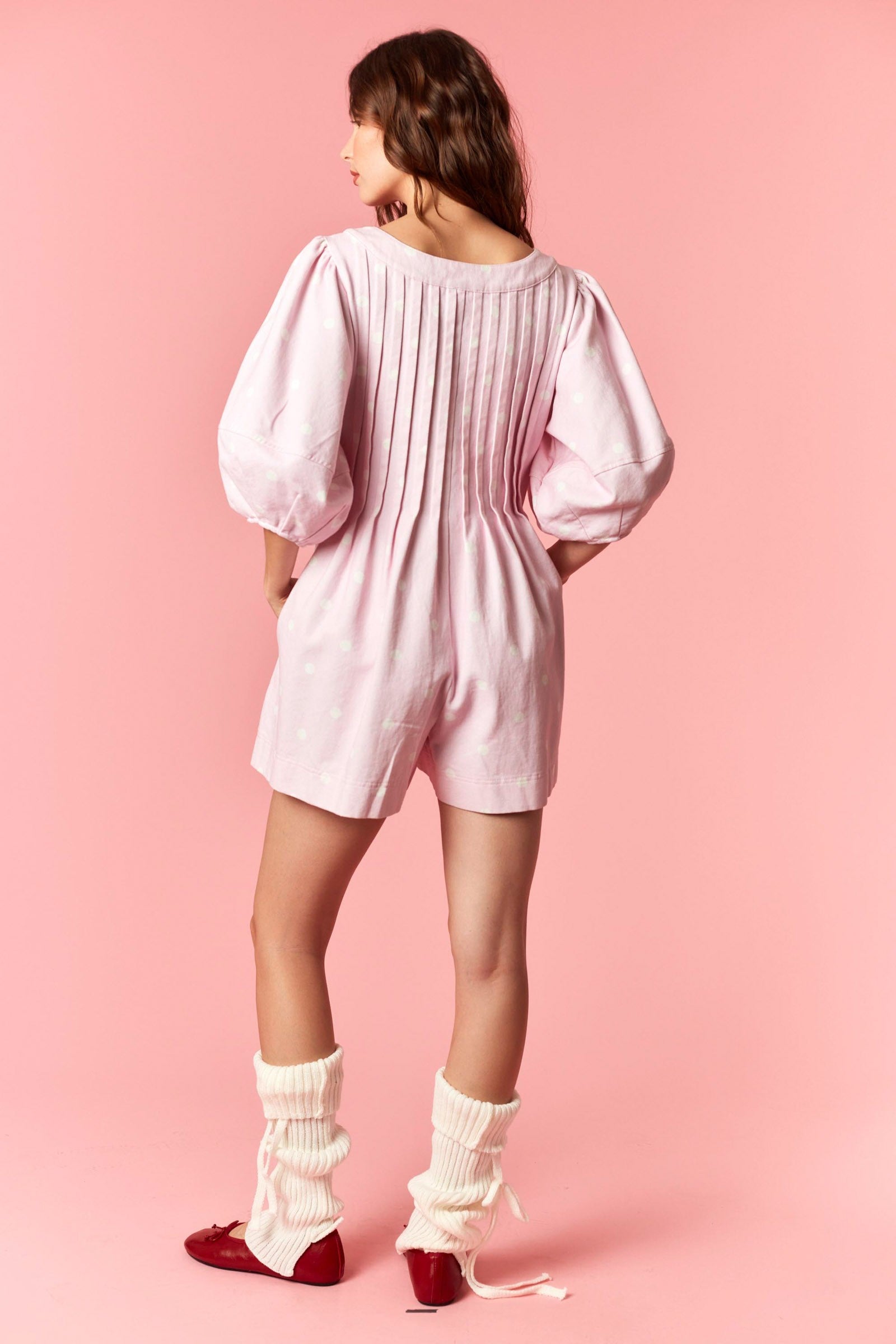Pink Sugar Polka Dot Romper By Peach Love Cali