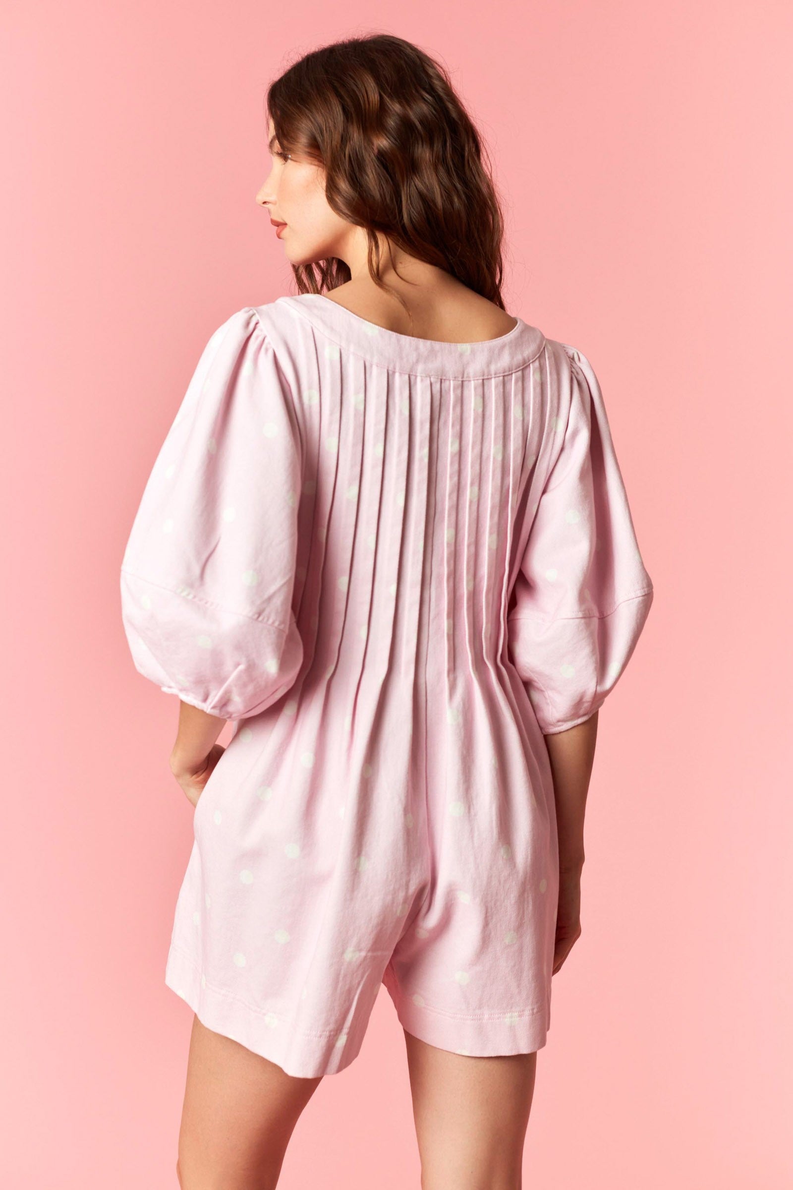 Pink Sugar Polka Dot Romper By Peach Love Cali
