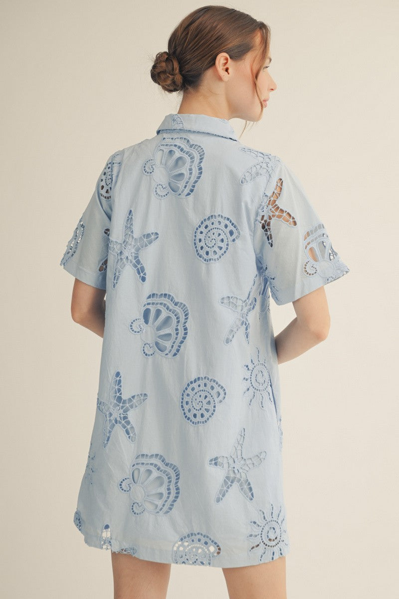 Coastal Eyelet Escape Dress By Jodifl