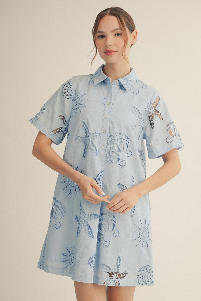 Coastal Eyelet Escape Dress By Jodifl