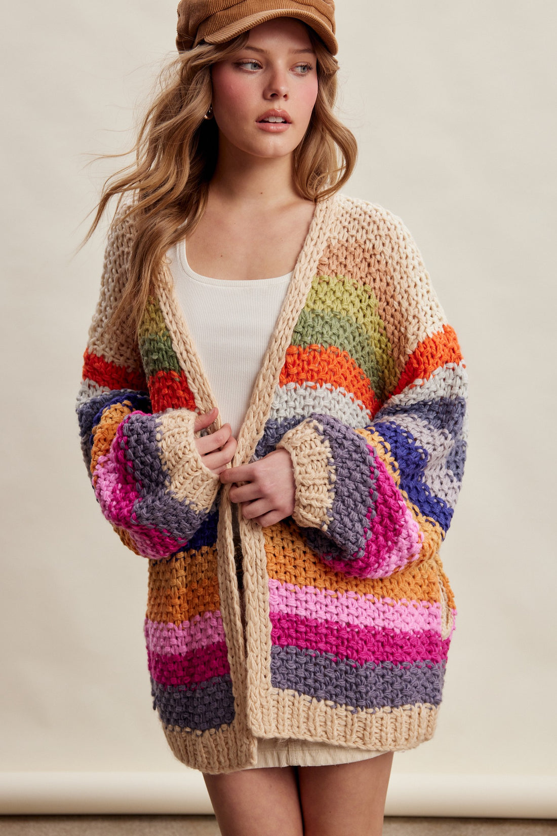 Womens knit colorful cardigan perfect for fall and winter 