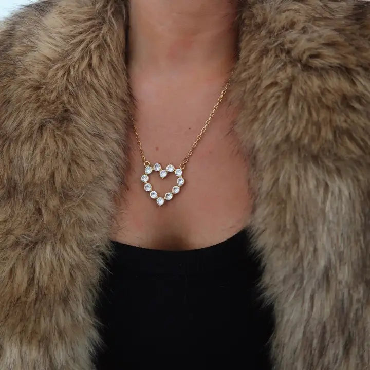 Large Diamond Heart Necklace By Chansuttpearls
