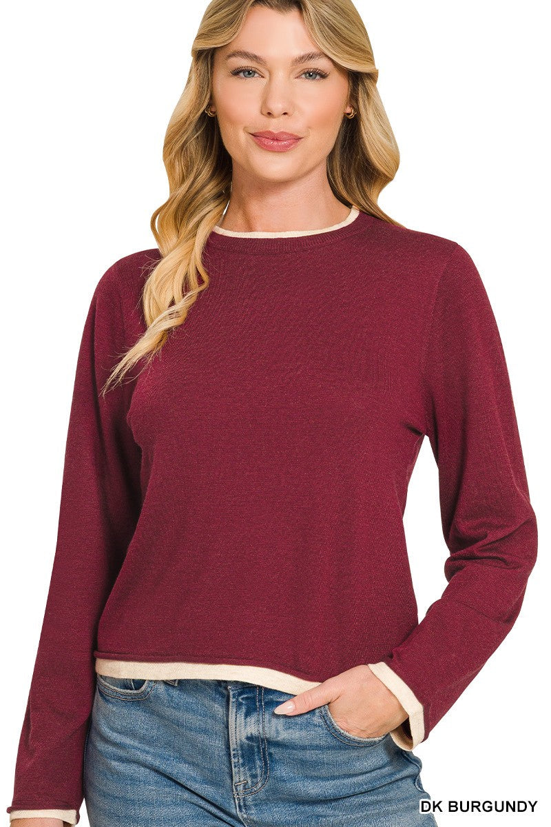 Wool Blend Round Neck Sweater By Zenana