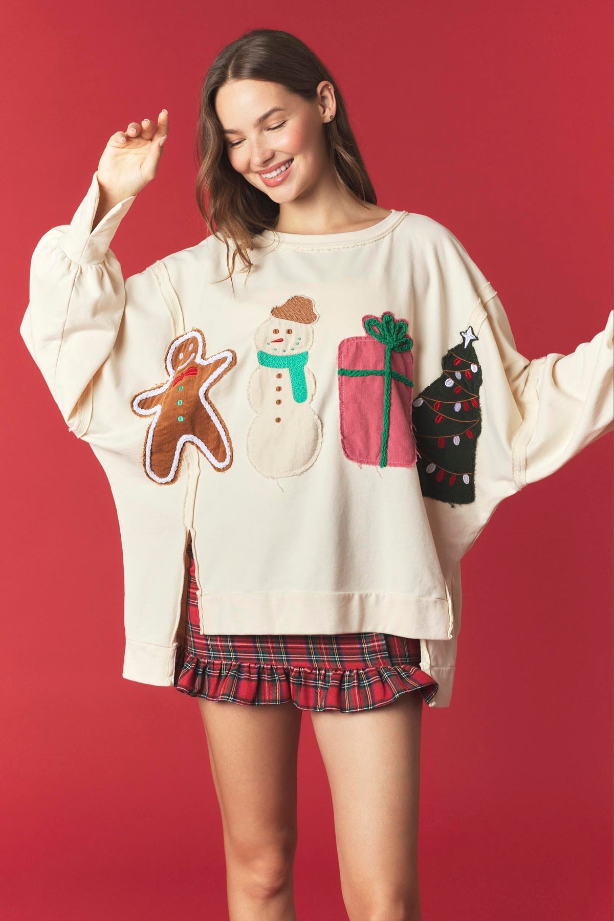 Merry Little Moments Christmas Patchwork Sweatshirt