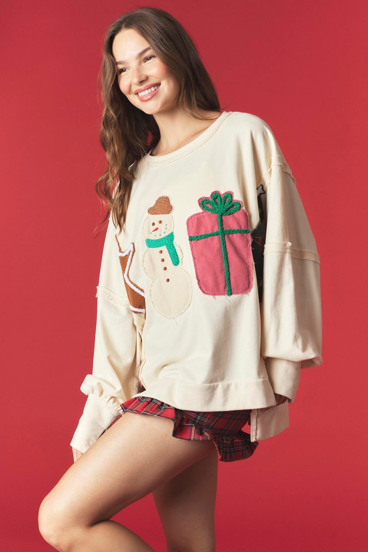 Merry Little Moments Christmas Patchwork Sweatshirt