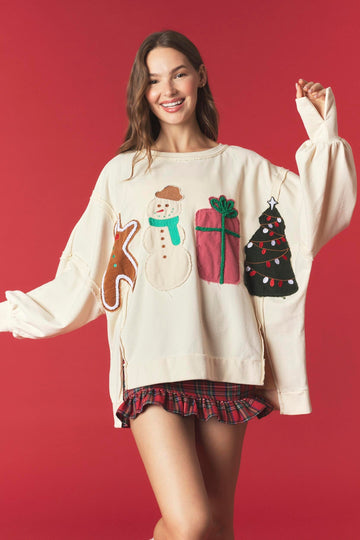 Merry Little Moments Christmas Patchwork Sweatshirt