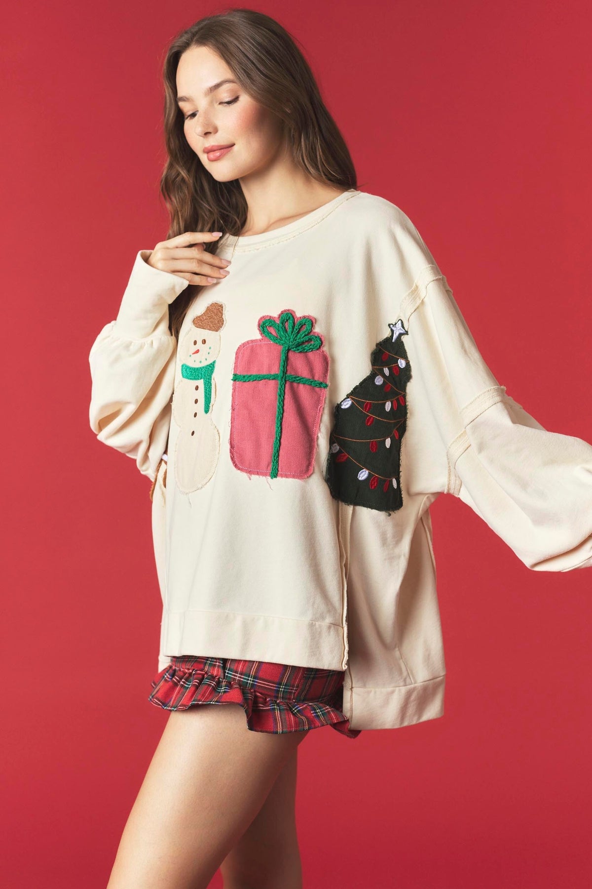 Merry Little Moments Christmas Patchwork Sweatshirt