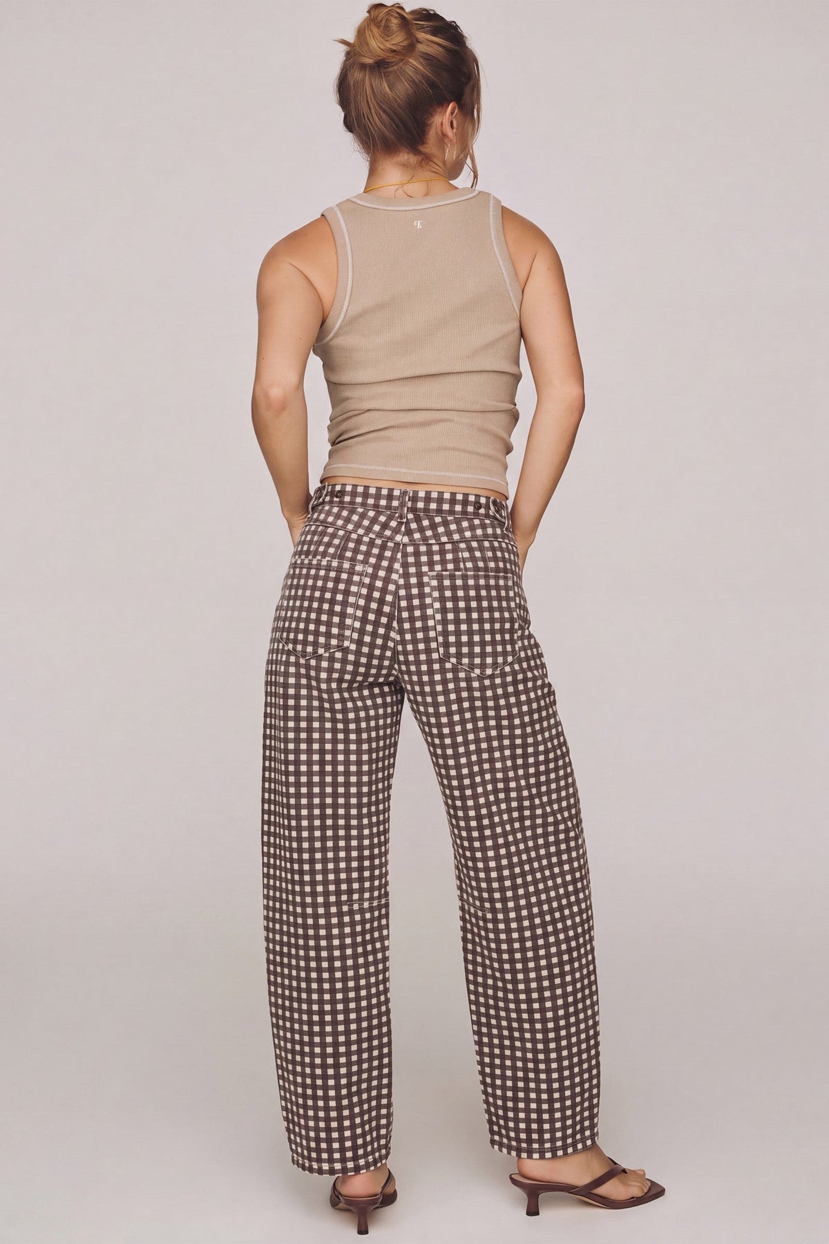 Checkmate Darling Gingham Barrel Pants