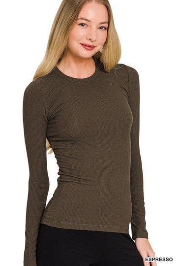 Cafe Crush Ribbed Long Sleeve Top