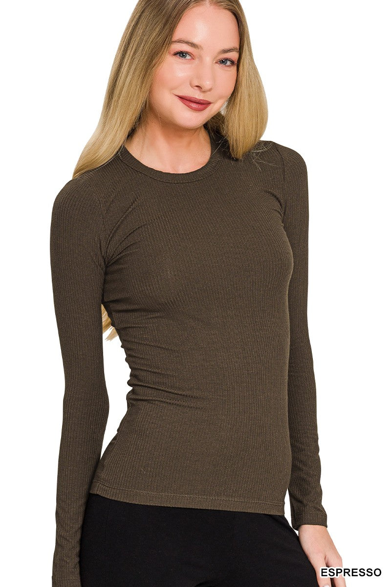 Cafe Crush Ribbed Long Sleeve Top