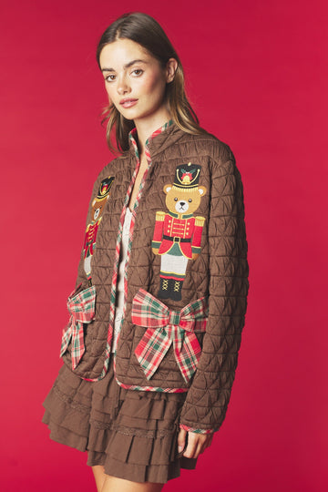Teddy Bear Christmas Wishes Quilted Jacket