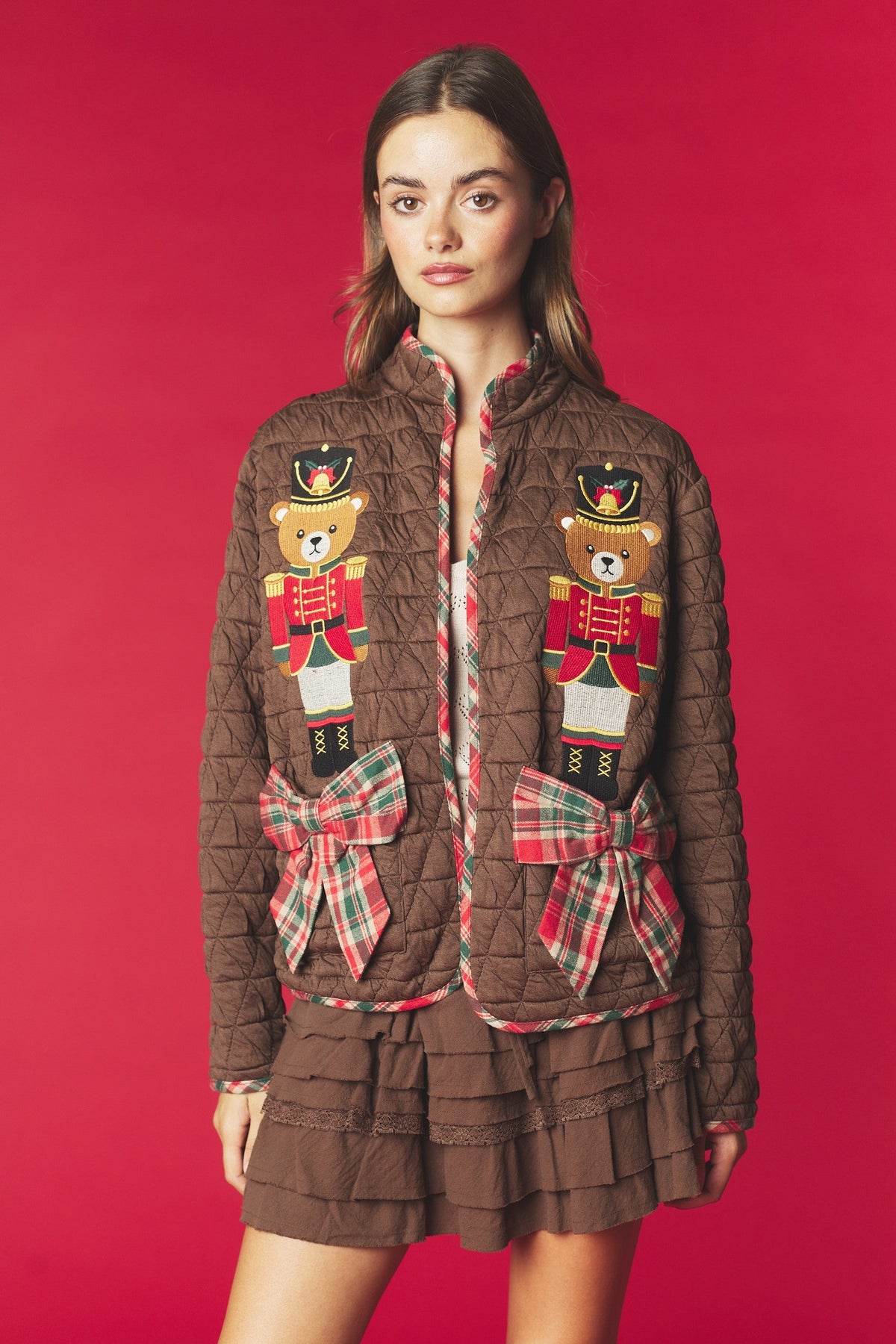 Teddy Bear Christmas Wishes Quilted Jacket