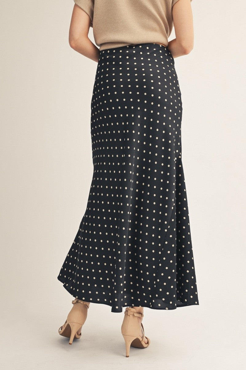 Midnight Charm Polka Dot Maxi Skirt By Jodifl