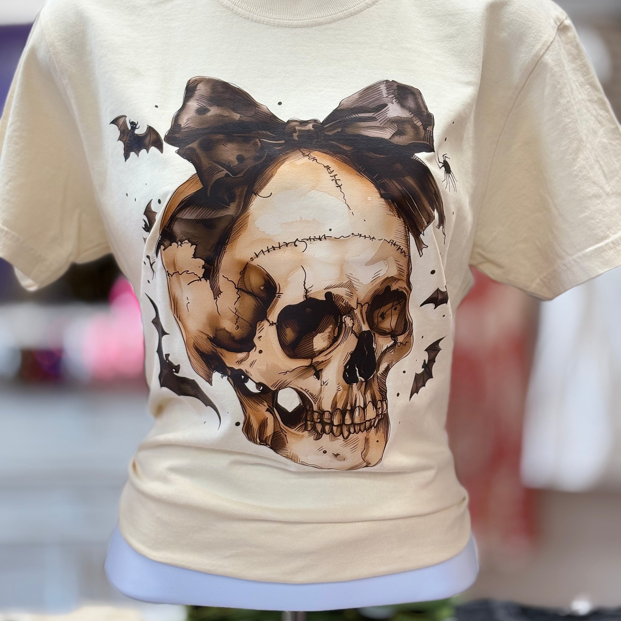 Halloween Skull Bow Graphic Tee