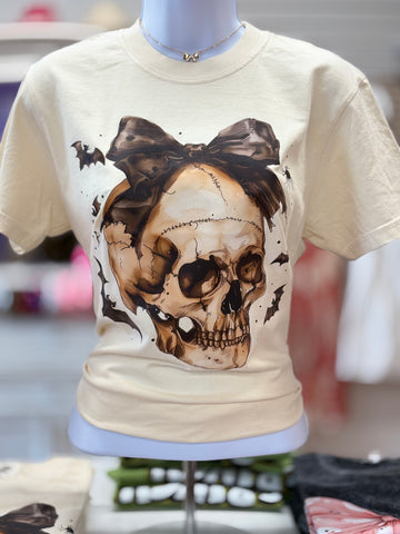 Halloween Skull Bow Graphic Tee