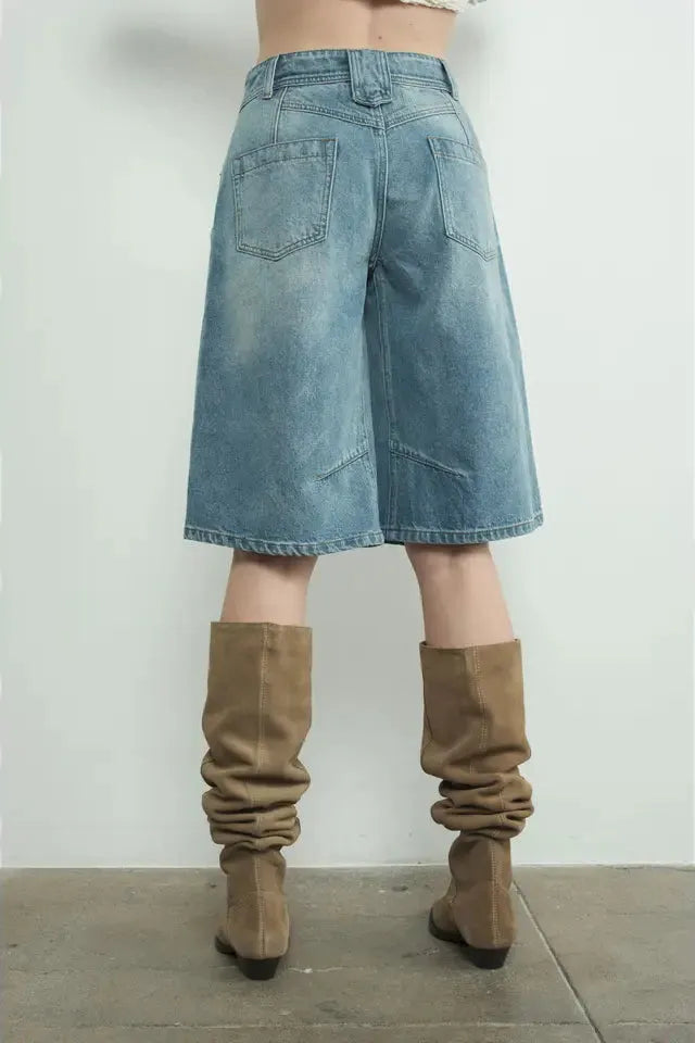 Denim Jorts with Yoke Seam By Aaron & Amber