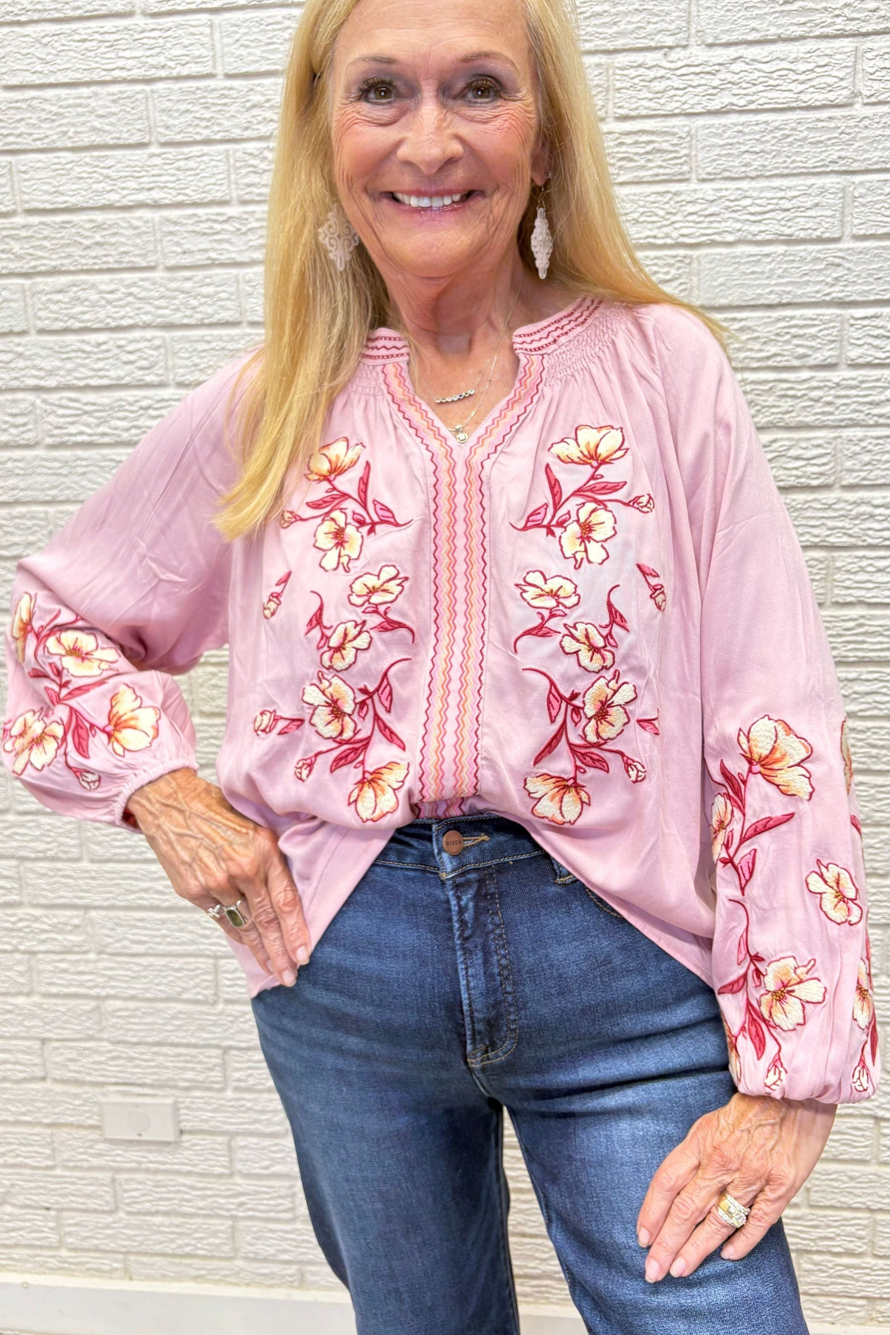 Embroidery Detailed Woven Top- By Easel