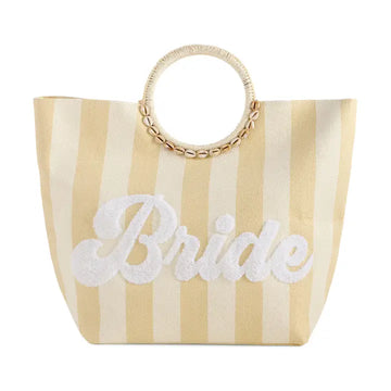 "Bride" Stripe Tote By Shiraleah