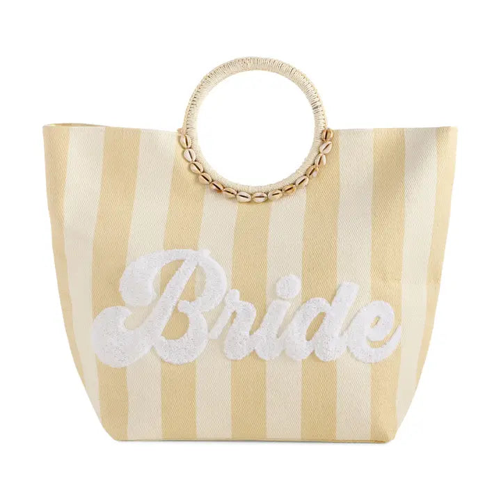 "Bride" Stripe Tote By Shiraleah