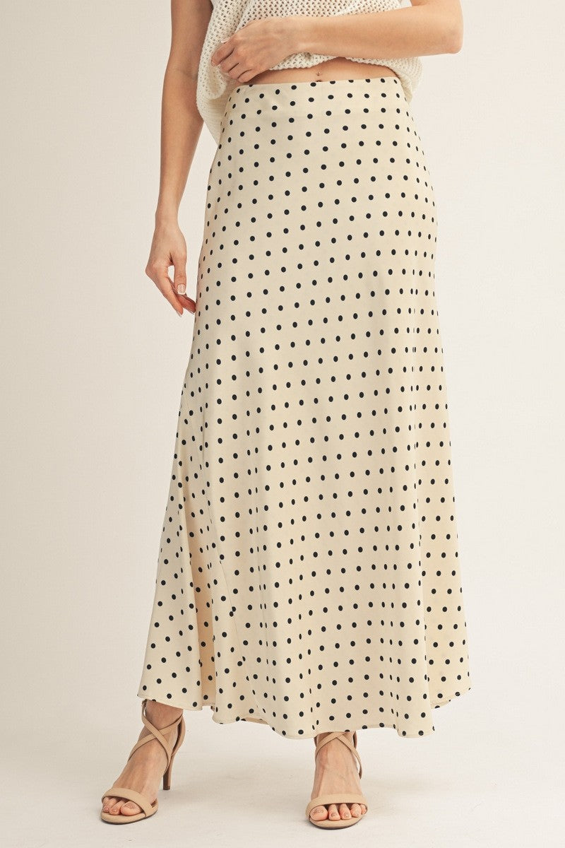 Midnight Charm Polka Dot Maxi Skirt By Jodifl