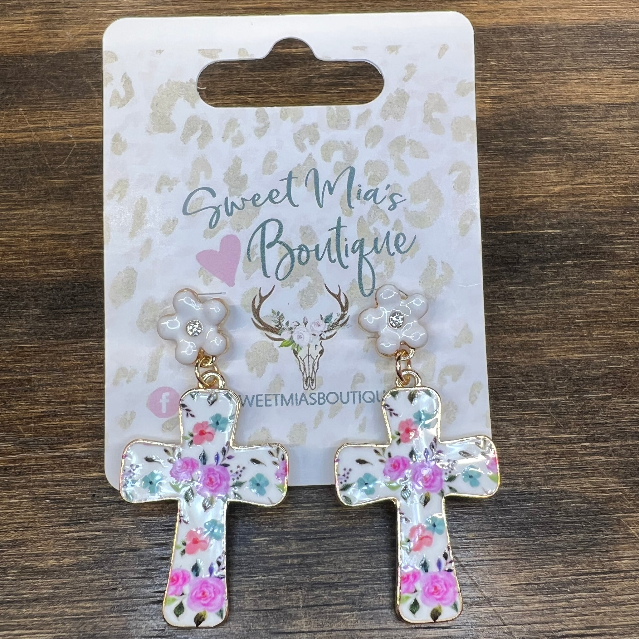 Floral Cross Easter Earrings