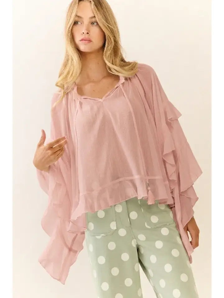 Blush Romance Ruffle Blouse By Oddi
