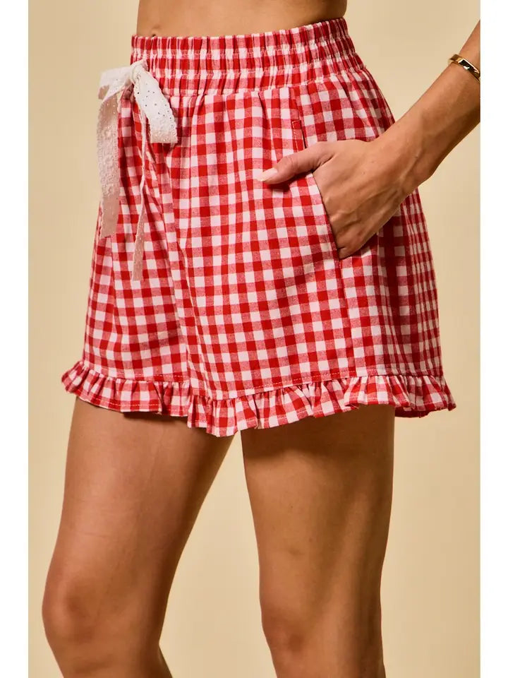 Picnic Ruffle Gingham Shorts By So Me