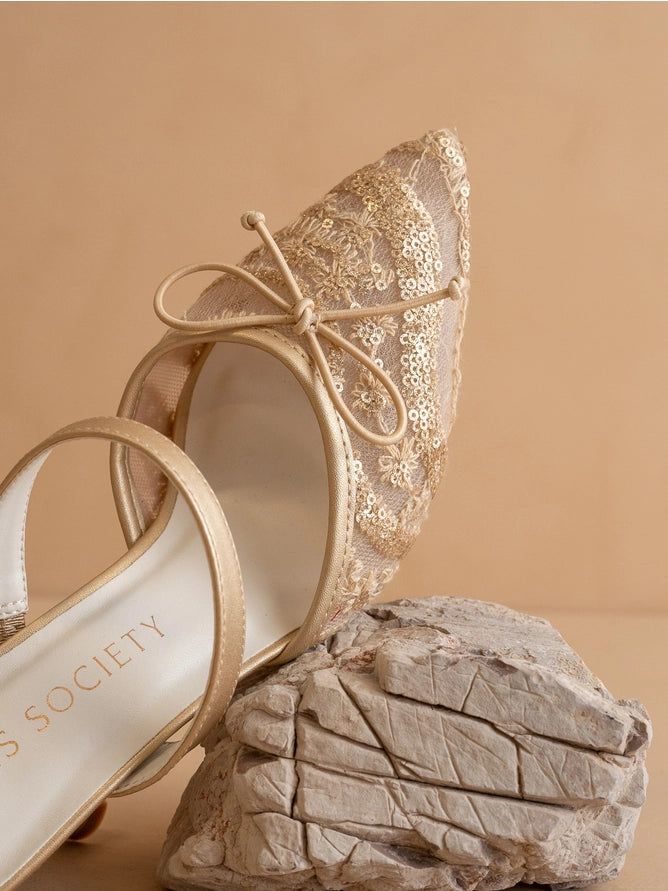 The Golden Hour Lace Heels