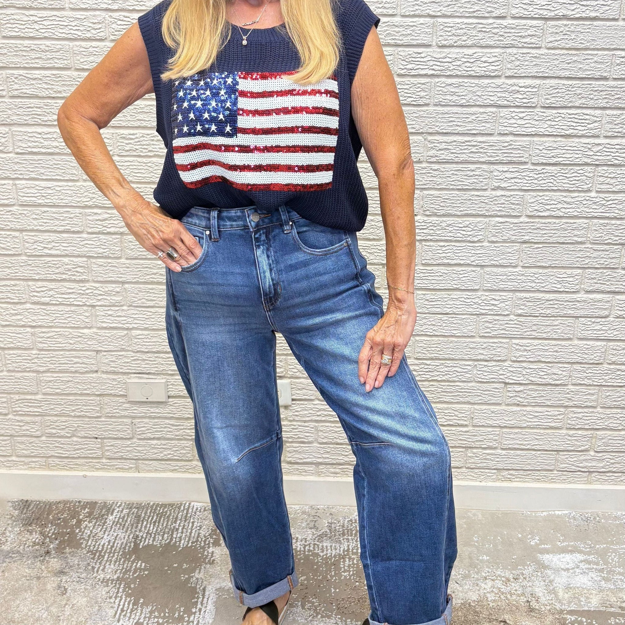 High Rise Boyfriend Cuffed Barrel Jeans By Risen