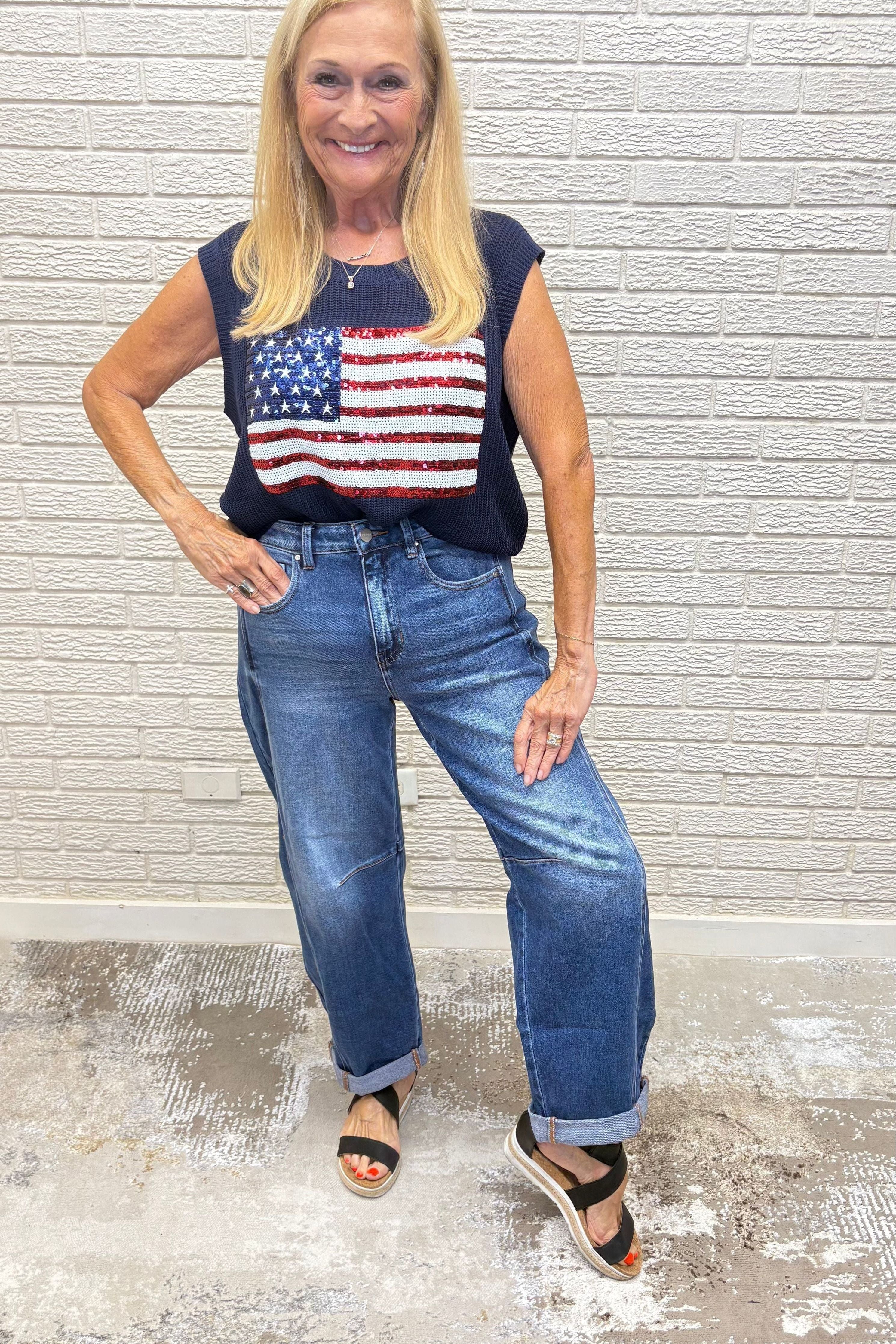 High Rise Boyfriend Cuffed Barrel Jeans By Risen