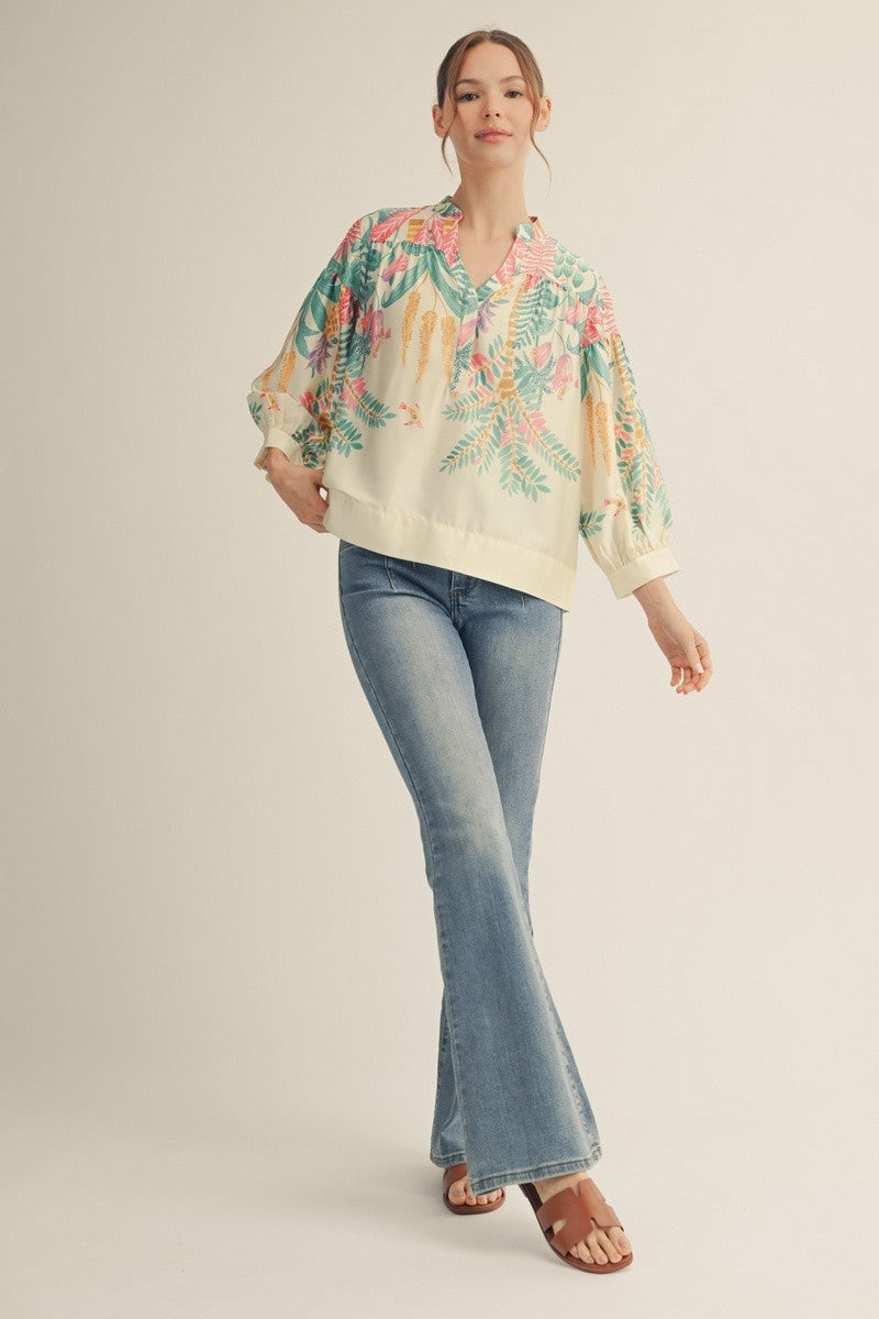 Tropical Daydream Satin Blouse By Jodifl