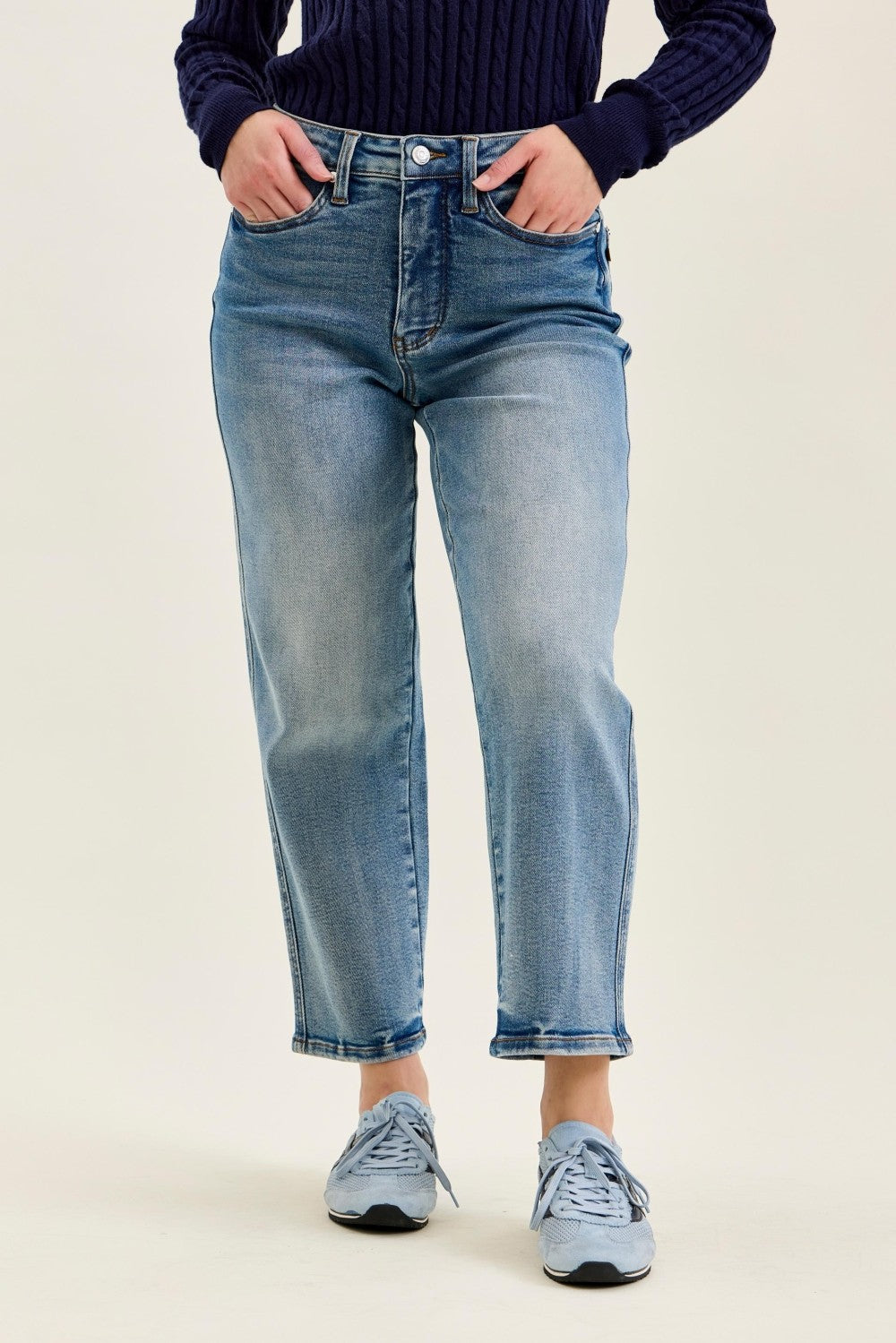 Judy Blue Peggy petite tummy control ankle straight jeans