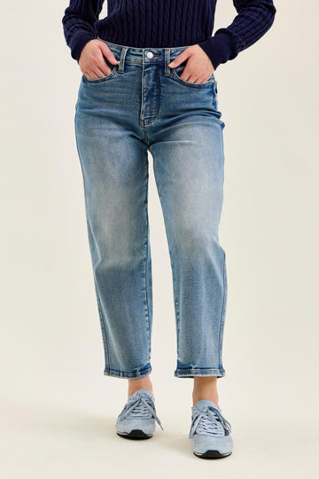 Judy Blue Peggy petite tummy control ankle straight jeans