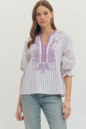 Grace & Glory Stripe Blouse by Entro