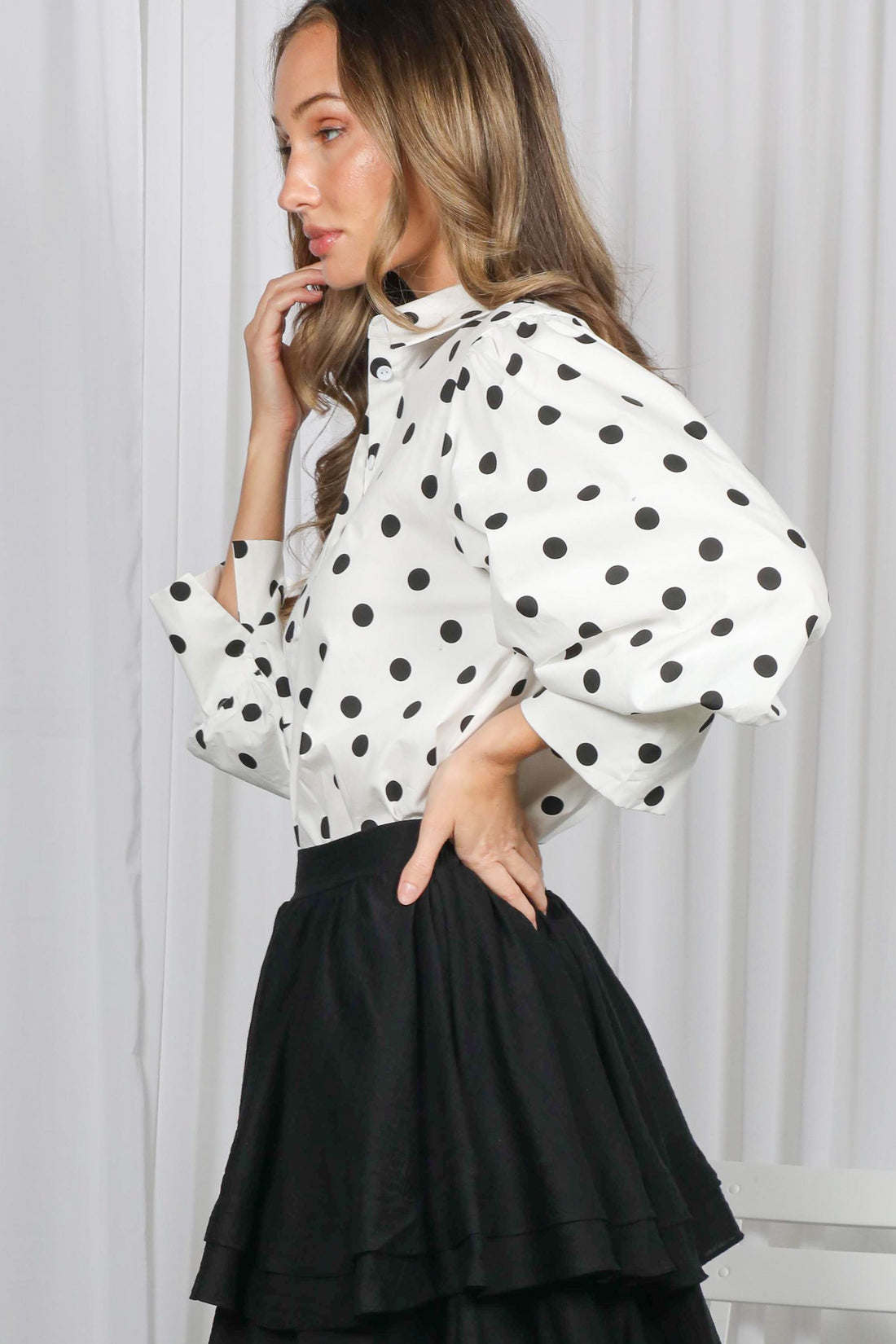 Charmed in Dots Blouse By Vine & Love