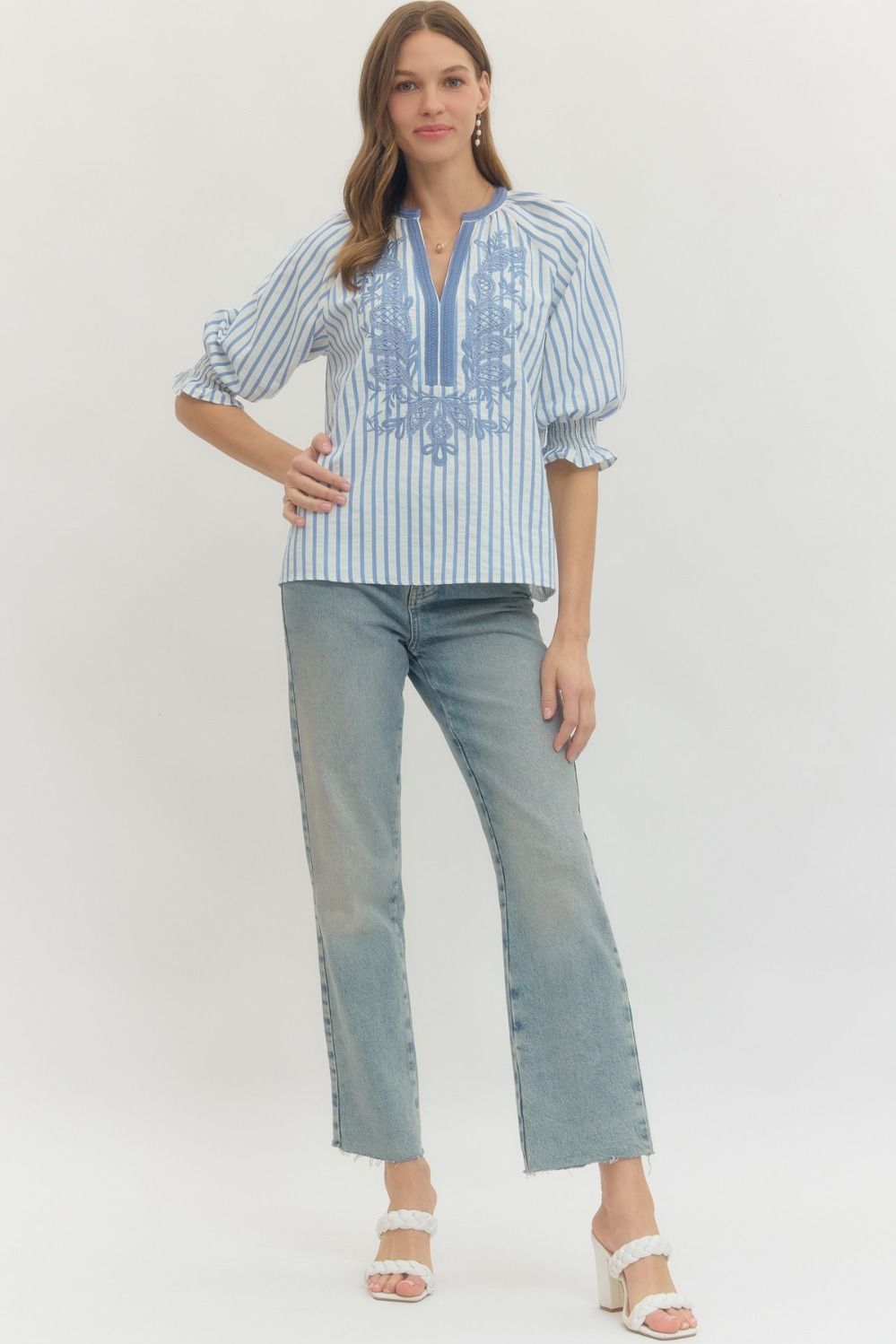 Grace & Glory Stripe Blouse by Entro