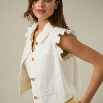 Hampton Breeze Ruffle Vest By Sunday Edition