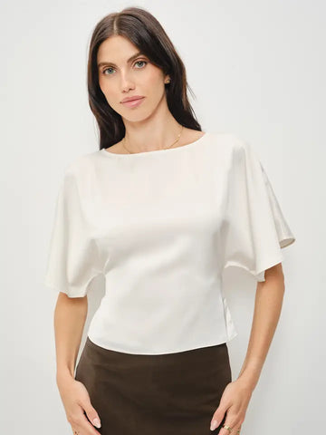Darla Satin Flutter Sleeve Top