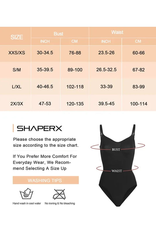 SHAPERX Tummy Control Shapewear Seamless Thong Bodysuit