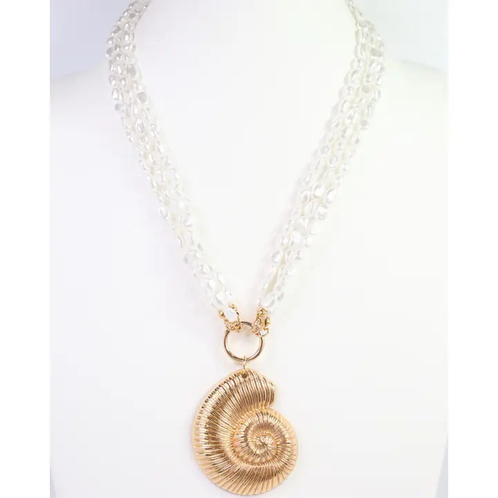 Caicos Layered Pearl Shell Necklace Cream By Caroline Hill