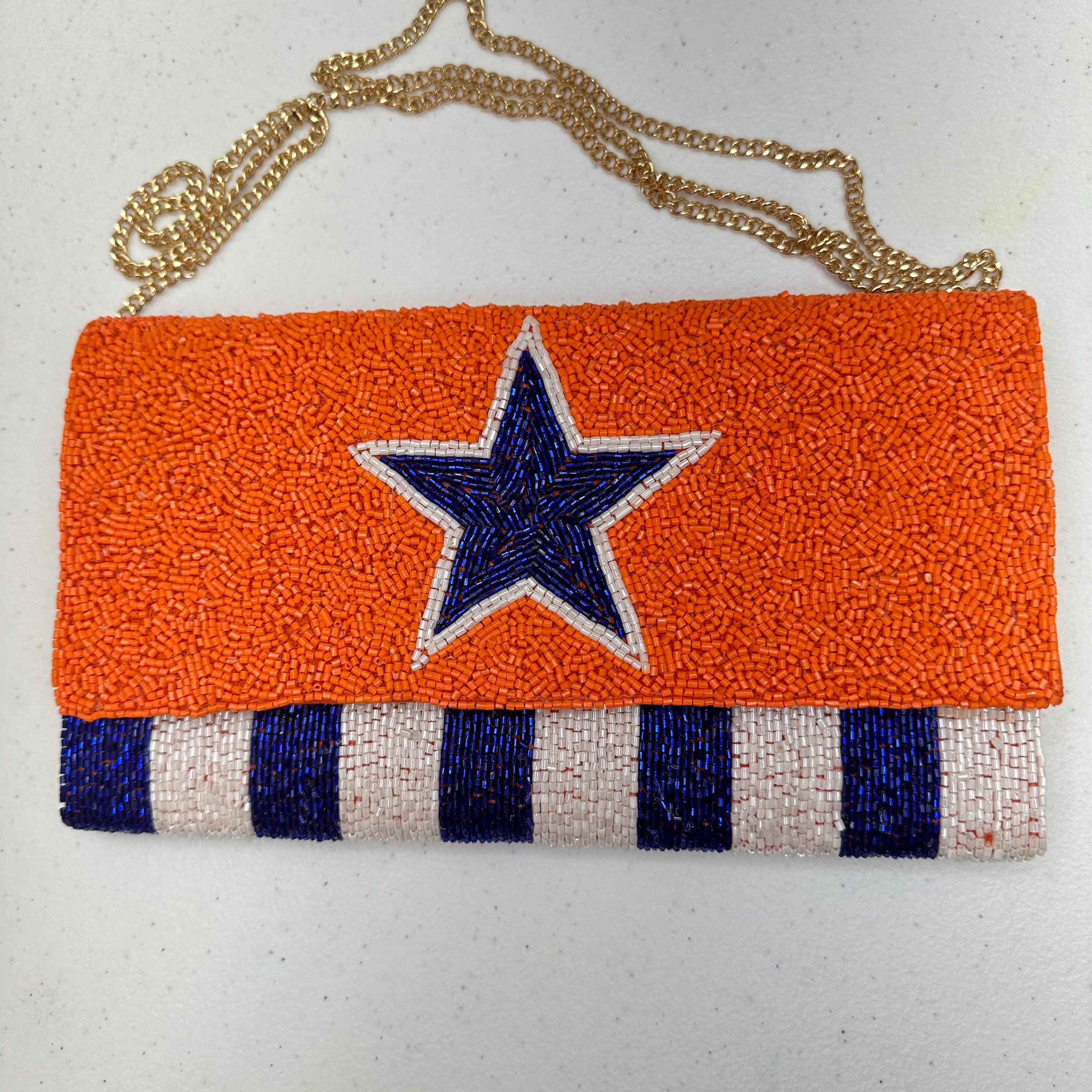 Star H-town Baseball Team Beaded Bag