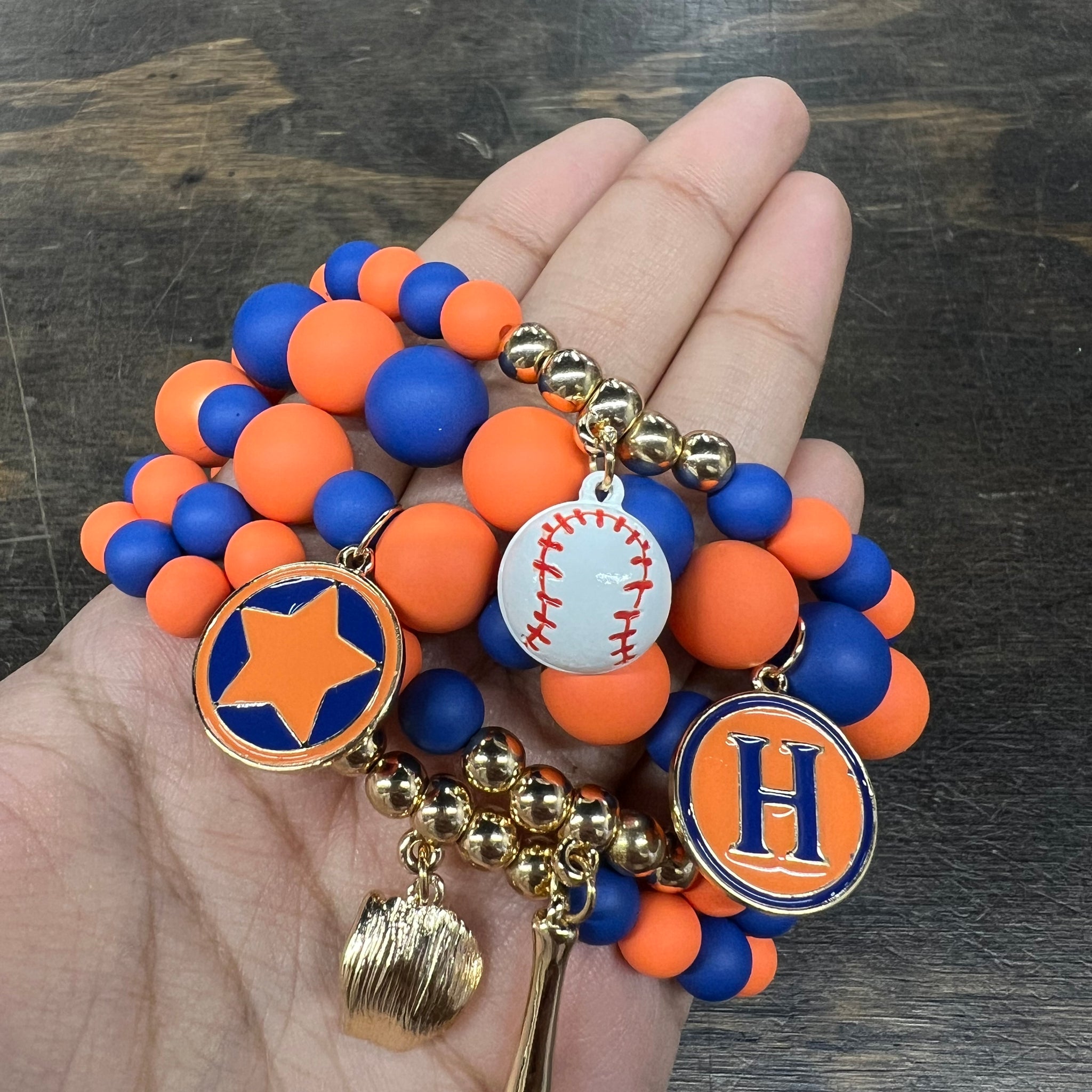 H-town Baseball Team Themed Stacked Bracelet