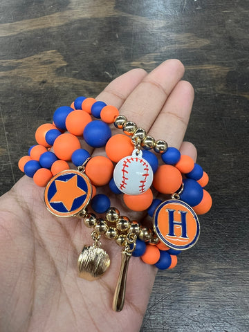 H-town Baseball Team Themed Stacked Bracelet