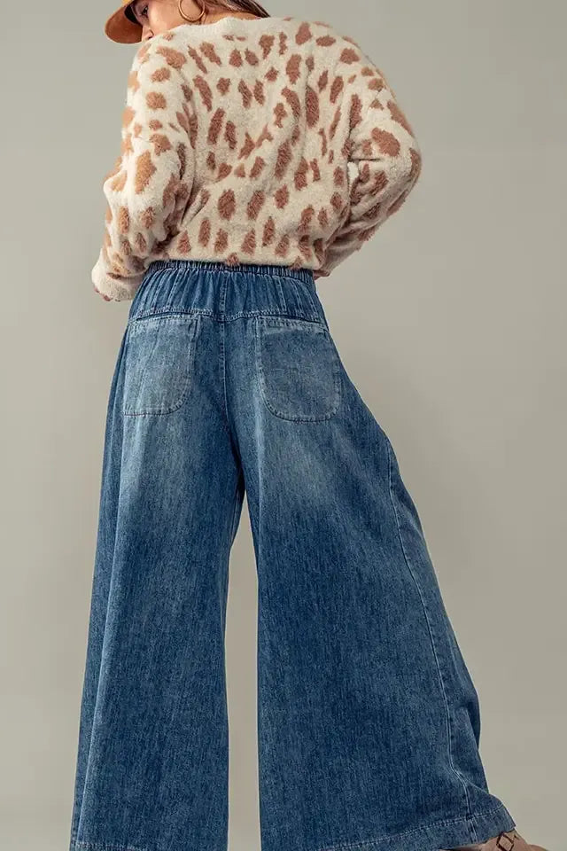 Pleated Wide-Leg Button Closure Pants By Urban Daizy