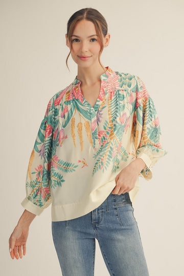 Tropical Daydream Satin Blouse By Jodifl