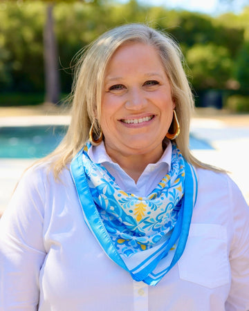 Sorrento Mosaic Print Scarf Blue By Caroline Hill