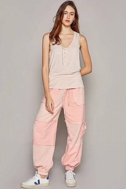 Scoop Neck Sleeveless Lace Trim Back Open Knit Top By Pol